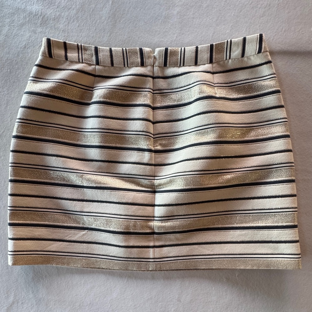 J. Crew Silk Blend Metallic Gold & Cream Striped Mini Skirt (8) - Picture 10 of 16